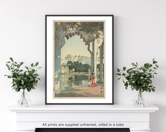Hiroshi Udaipur Castle India art print wall decor gallery wall art classic poster vintage art famous painting
