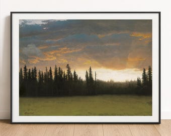 Albert Bierstadt Print, California Sunset, Hudson River School Wall Art Poster