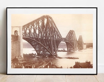 Forth Bridge Edinburgh Print - Vintage Scottish Railway Photo Poster