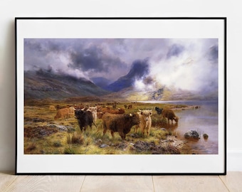 Louis Hurt Highland Cows Print – Through Glencoe Scotland Wall Art