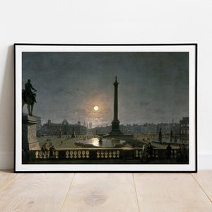 Trafalgar Square Moonlight Print : affiche d&#39;art vintage de Londres