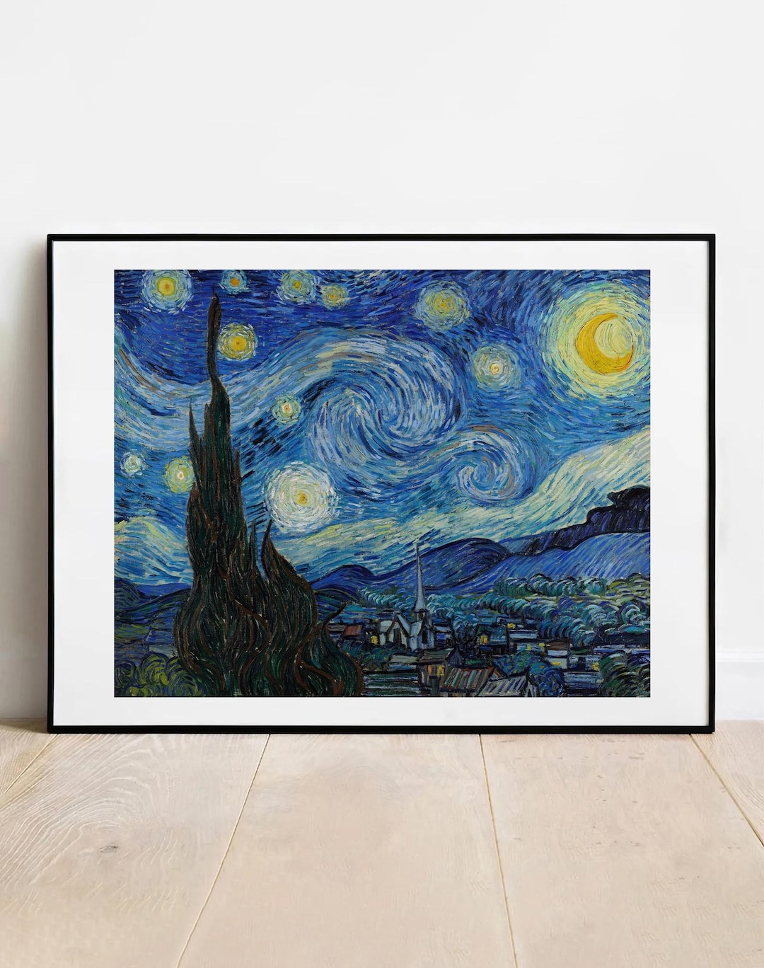 ゴッホ「星月夜」1889年版画 - ヴィンテージウォールアートポスター ゴッホ「星月夜」1889年版画 - ヴィンテージウォールアートポスター