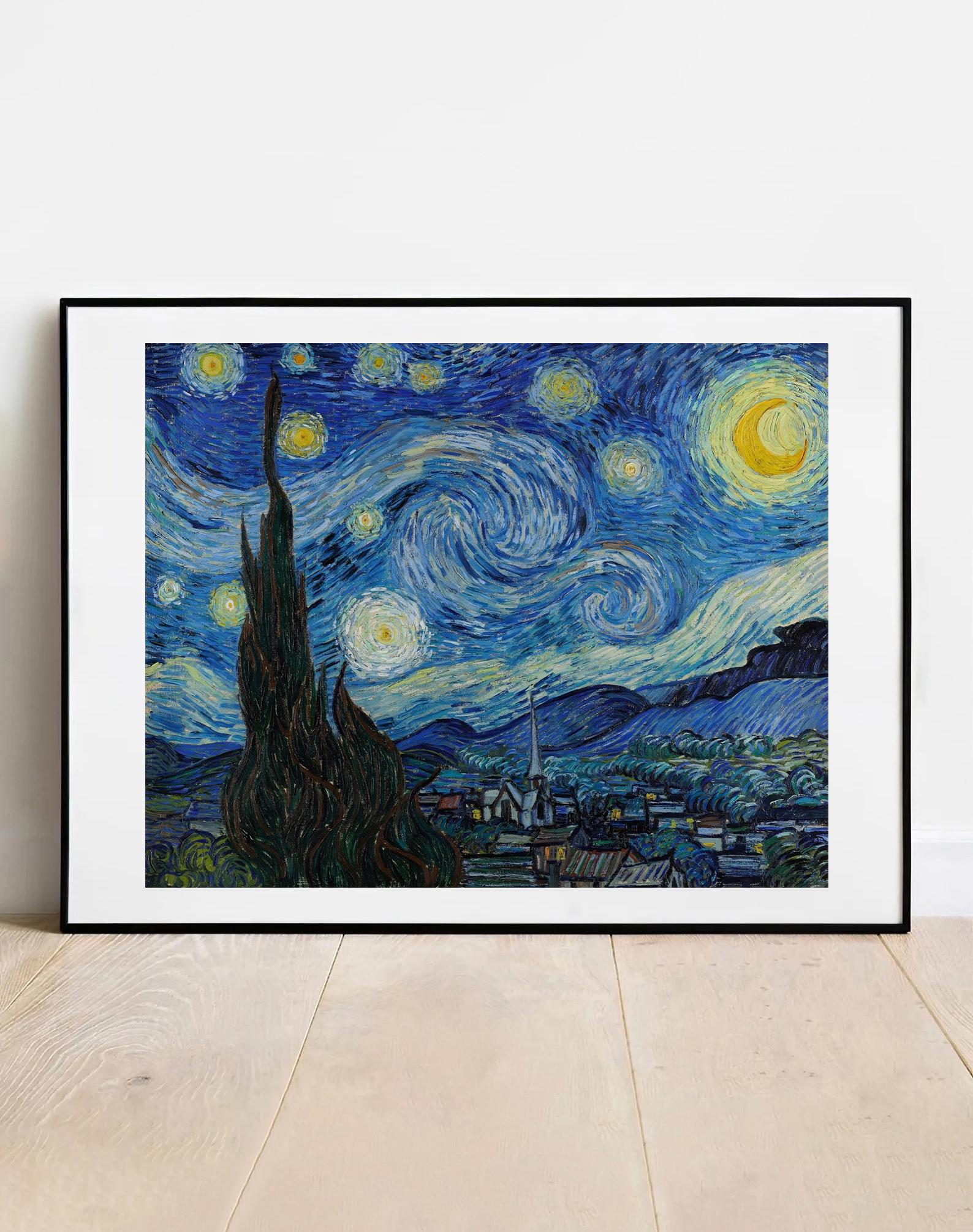 ゴッホ「星月夜」1889年版画 - ヴィンテージウォールアートポスター