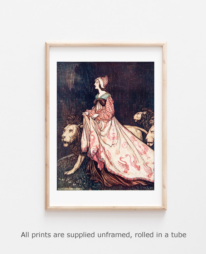 Arthur Rackham - the Lady and the Lion Print: Vintage Gallery Art - Etsy