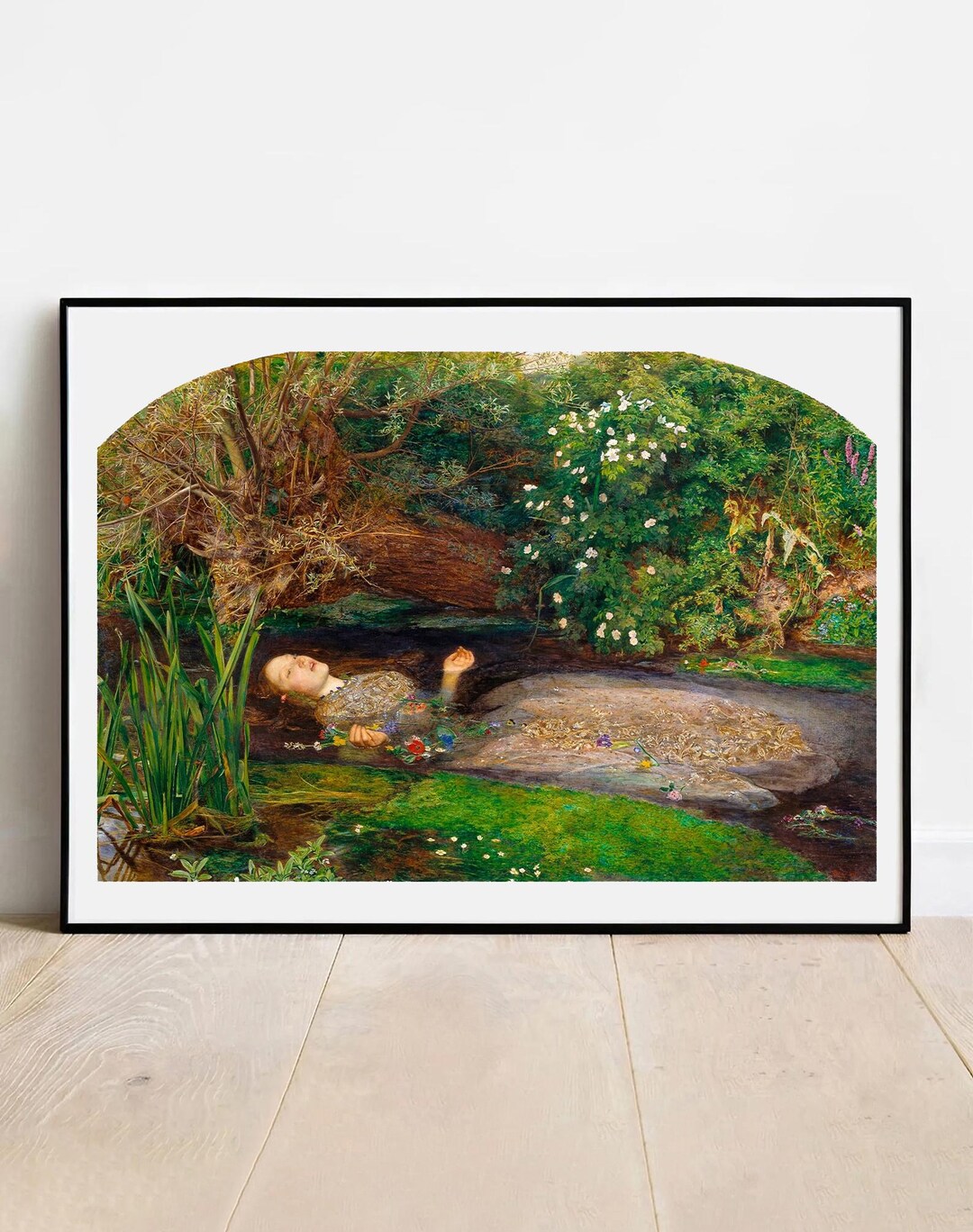 ミレイの「オフィーリア」版画：ヴィンテージのラファエル前派美術