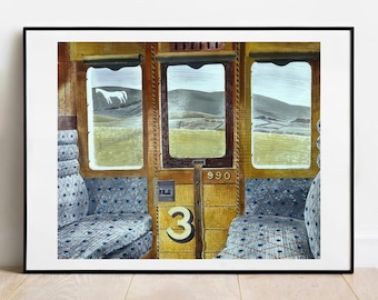 エリック・ラヴィリアス作「列車の風景」1939年 イギリスの壁装飾