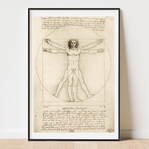 Da Vinci Vitruvian Man gallery wall art print vintage poster art famous artist print home decor