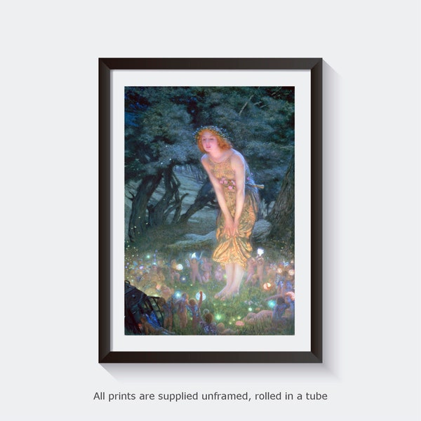 Hughes Midsummer Eve home decor gallery wall art classic poster vintage art famous fairy print Victorian art