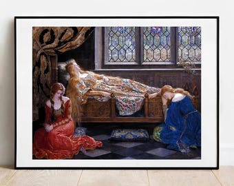 ジョン・コリアー作「眠れる森の美女」アートプリント - ヴィンテージジクレーポスター