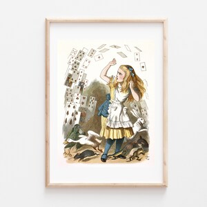 Tenniel la pluie de cartes Alice au pays des merveilles tirage d'art galerie d'art mural art classique vintage impression d'artiste célèbre