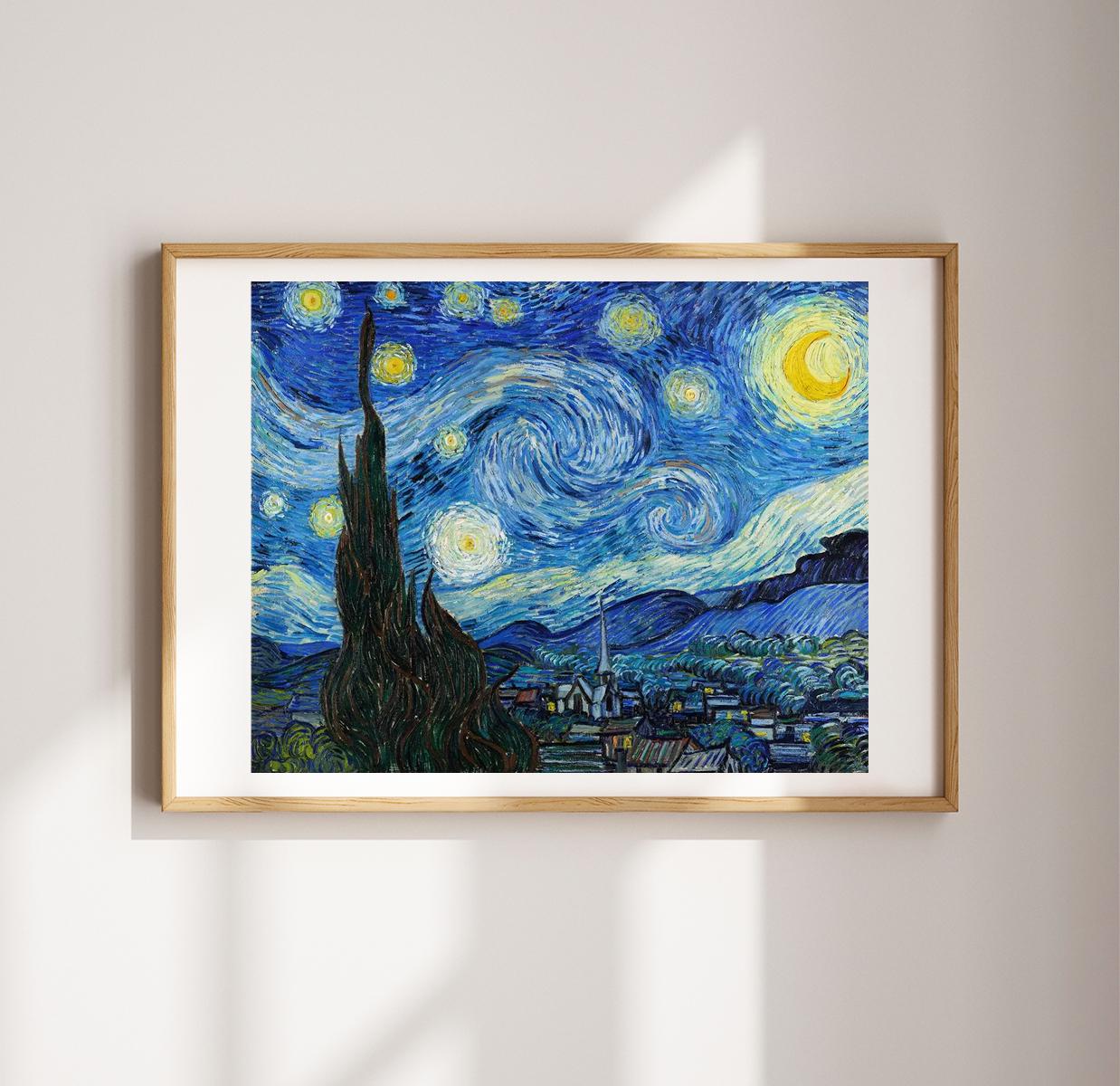 ゴッホ「星月夜」1889年版画 - ヴィンテージウォールアートポスター