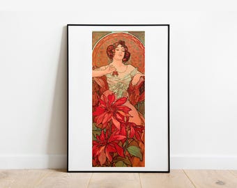 Plakat Muchy Ruby w stylu secesyjnym: wydruk ścienny w galerii vintage