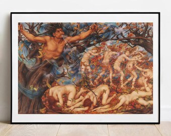 アートポスター「ボレアスと落ち葉」 - エヴリン・デ・モーガン ヴィンテージプリント