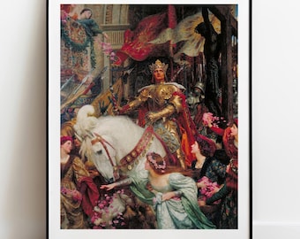The Two Crowns Print by Frank Dicksee - Vintage Pre-Raphaelite Fine Art