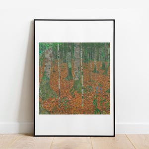 Galleria d'arte "Foresta di betulle" di Klimt, stampa d'arte vintage, stampa di un famoso artista, arredamento per la casa