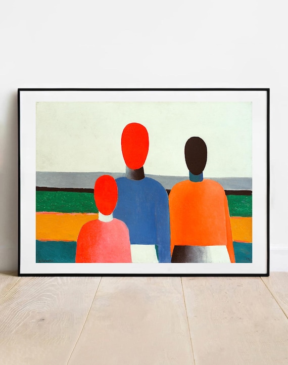 Malevich Three Female Figures Print - Vintage Gallery Wall Art