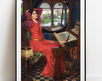 The Lady of Shalott Print: Waterhouse Painting, Pre-Raphaelite Art