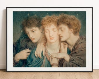 Simeon Solomon Print: The Sleepers and the One who Watcheth Vintage Poster