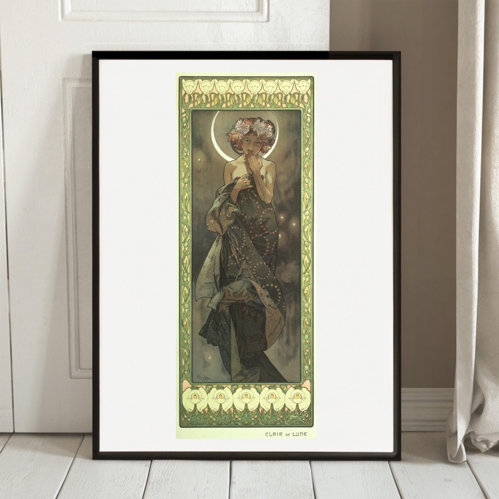 アルフォンス・ミュシャの版画 - 月光 アールヌーボーポスター - Etsy 日本