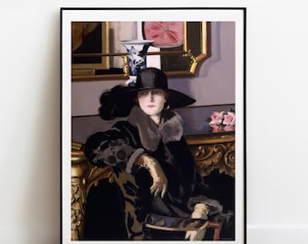 カデル作「黒衣の貴婦人」プリント：1920年代のギャラリーウォールアート