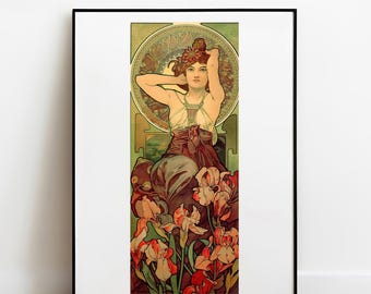 Plakat Muchy „Amethyst Art Nouveau”: Vintage Gallery Wall Print