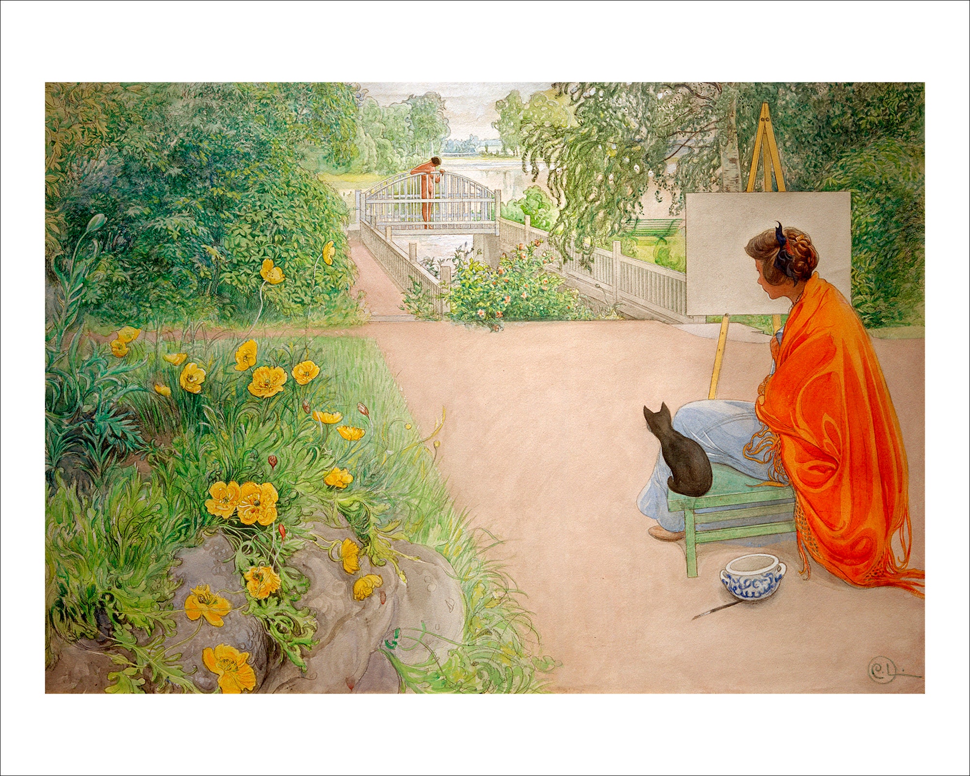 Carl Larsson Print: the Bridge With Cat, Vintage Swedish Art - Etsy