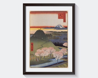 Fine art print - Hiroshige - The New Fuji in Meguro - unframed wall art WITH BORDER