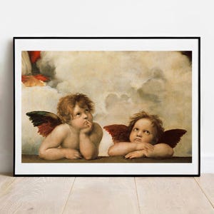 Raphael Cherubs Print: Sistine Madonna, Vintage Gallery Wall Art