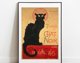 Le Chat Noir Vintage Art Nouveau Poster: Steinlen Cat Print giclee poster