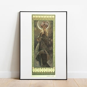 Alphonse Mucha Moonlight Art Nouveau Print: Vintage Gallery Wall Decor