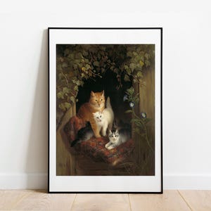 Henriette Ronner-Knip Cat with Kittens Print: Vintage Gallery Wall Art