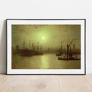 Grimshaw Nightfall Down the Thames gallery wall art print vintage poster art famous artist print home decor