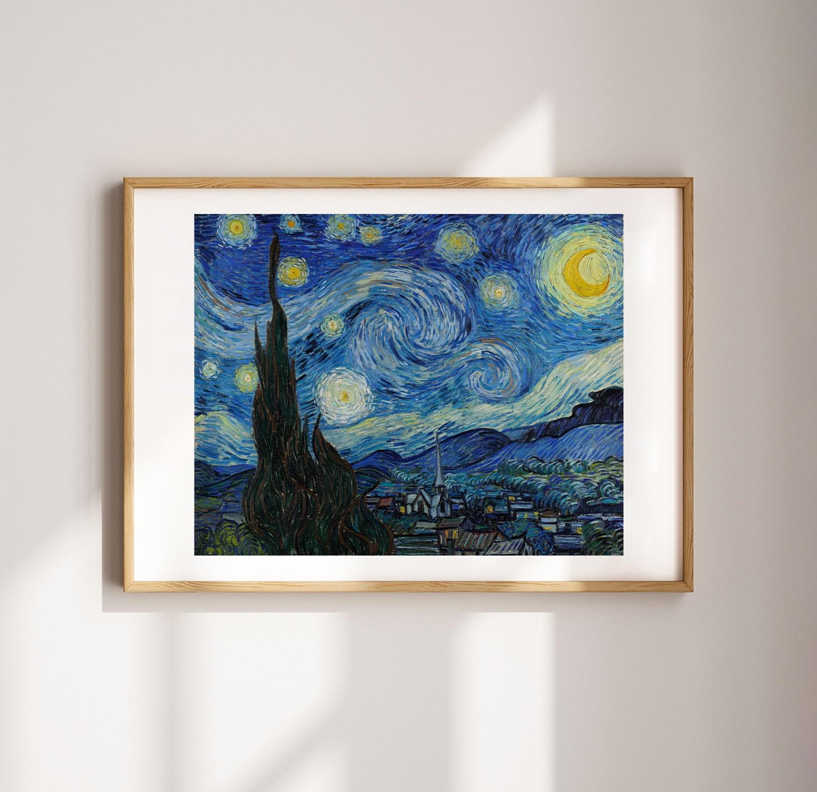 ゴッホ「星月夜」1889年版画 - ヴィンテージウォールアートポスター