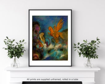 Redon Perseus and Andromeda gallery wall art print vintage poster art famous artist print home decor