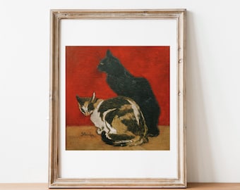 Steinlen Two Cats 1910 Fine Art Print: Vintage Parisian Gallery Wall Art