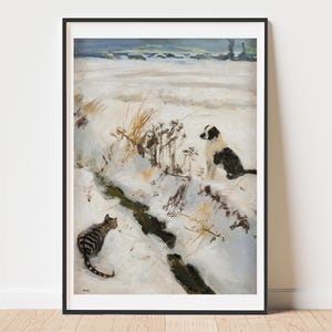 Gallen-Kallela Cat and Dog in snow wall decor gallery wall art print vintage poster art famous artist print