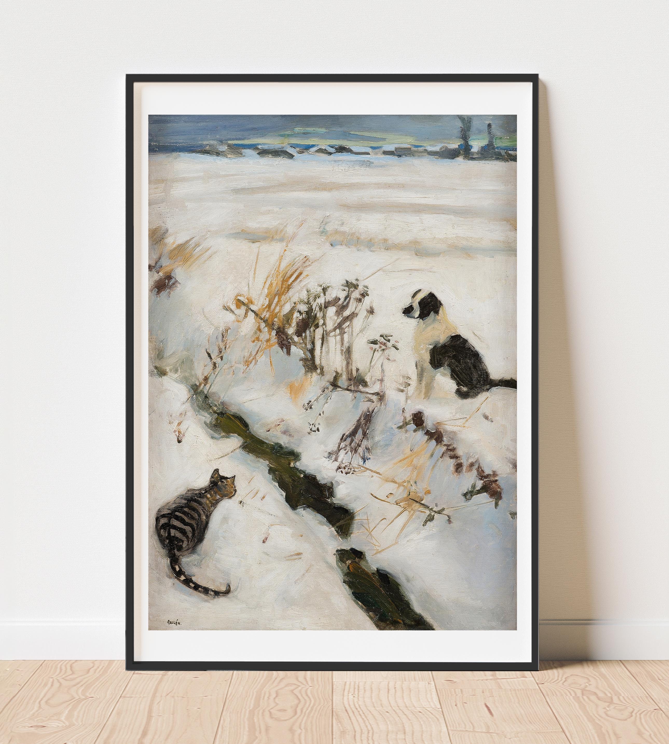 Gallen-Kallela Cat and Dog in snow wall decor gallery wall art print vintage poster art famous artist print