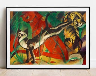 Franz Marc Three Cats Print - Vintage Gallery Wall Art