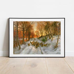 ジョセフ・ファークハーソンの羊のアートプリント：夕暮れの色合いで輝くヴィンテージ風景画の壁飾り