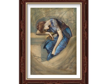 Burne-Jones Study of Briar Rose fine art print gallery wall art classic poster art vintage famous artist print