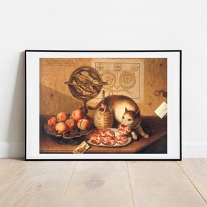 Lazzari Still Life with Cat 1760 home decor gallery wall art classic poster art vintage famous artist print