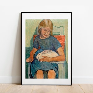 Vogeler Girl with White Rabbit wall decor gallery wall art print vintage art famous artist print