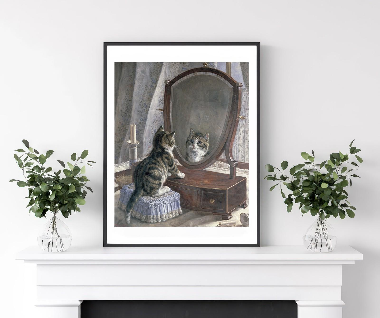 Frank Paton Cat Art Print: Who's the Fairest of Them All? Vintage