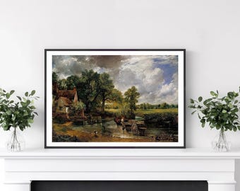 コンスタブル作「干草車」版画：ヴィンテージ風景画、有名美術作品の