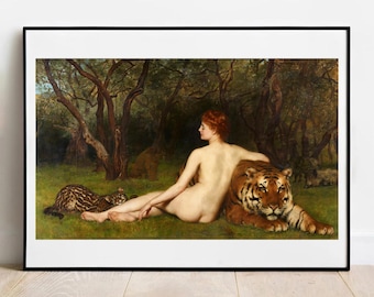 John Collier の Tiger Print Circe - ヴィンテージ ジークレー アート ポスター