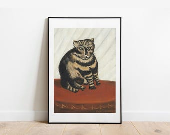 値下げ！【新品】 ニッチアート猫装飾画 アンリ・ルソーの「ぶち猫」アートプリント：ヴィンテージギャラリーの
