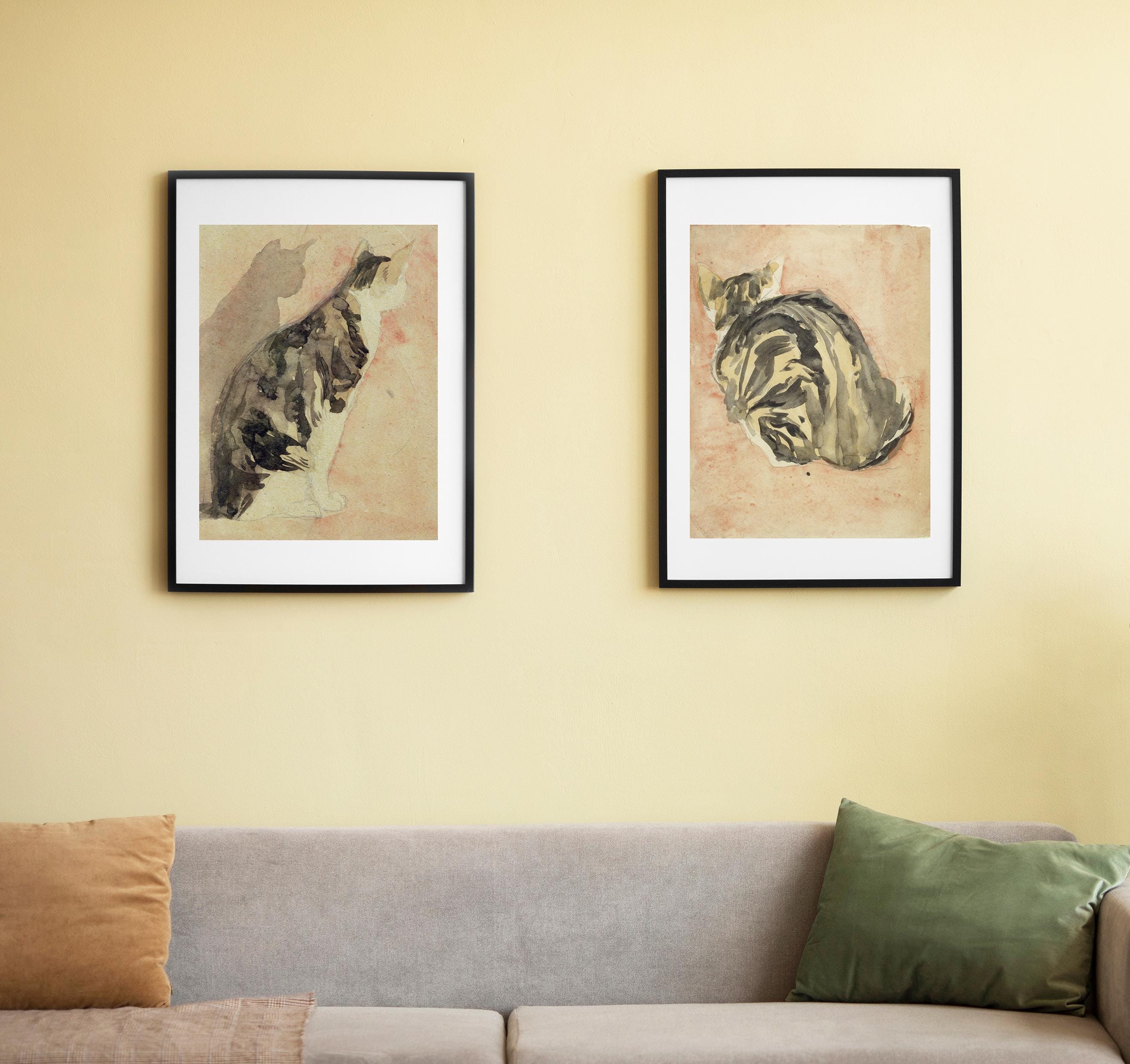 Gwen John Cat Art Prints: Vintage Gallery Wall Set of 2 pictures