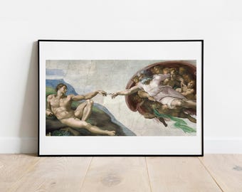 Michelangelo Creation of Adam Sistine Chapel gallery wall art print vintage poster art famous artist print