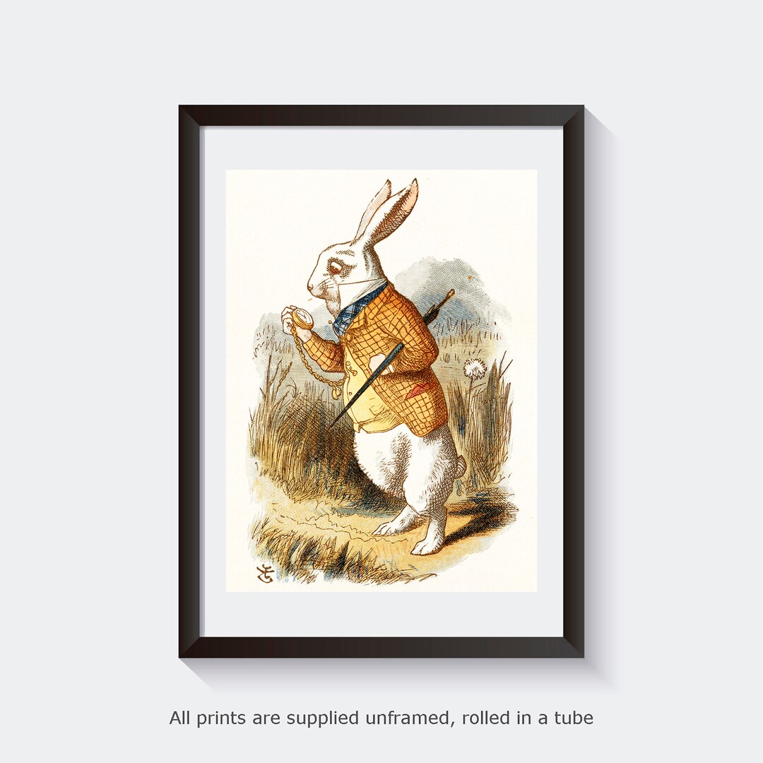 White Rabbit Teniel Running Tenniel the White Rabbit Gallery Wall Art Print Vintage Poster Art ...