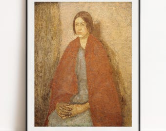 Gwen John Print - Young Woman in a Red Shawl, Fine Art Wall Poster